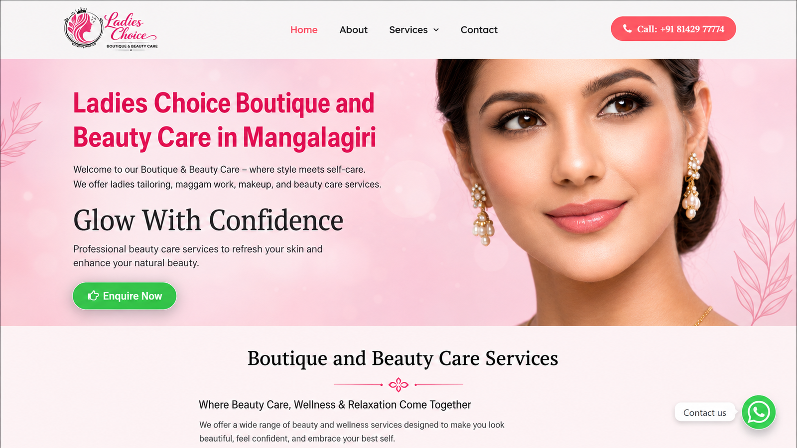 Boutique Salon Mangalagiri Web Design Project
